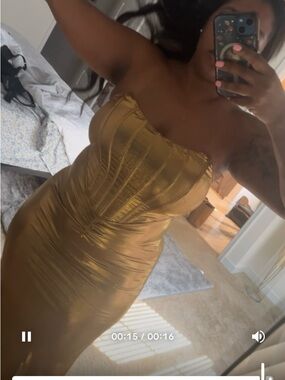 Gold Strapless Bodycon Dress